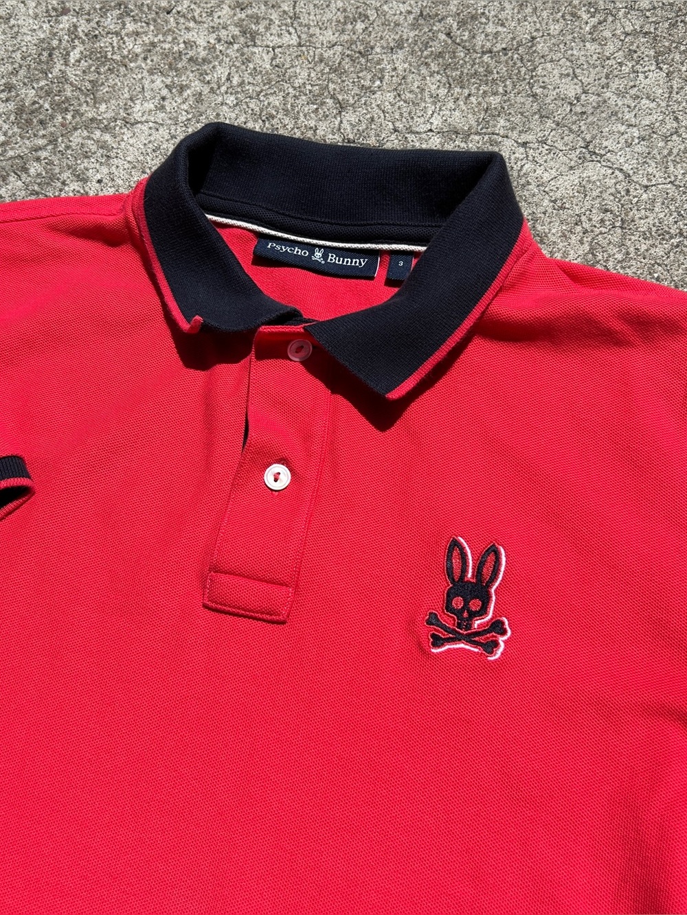 Psycho Bunny Polo Shirt Red Pima Cotton Short Sleeve Slim Fit Mens 3 (XS)